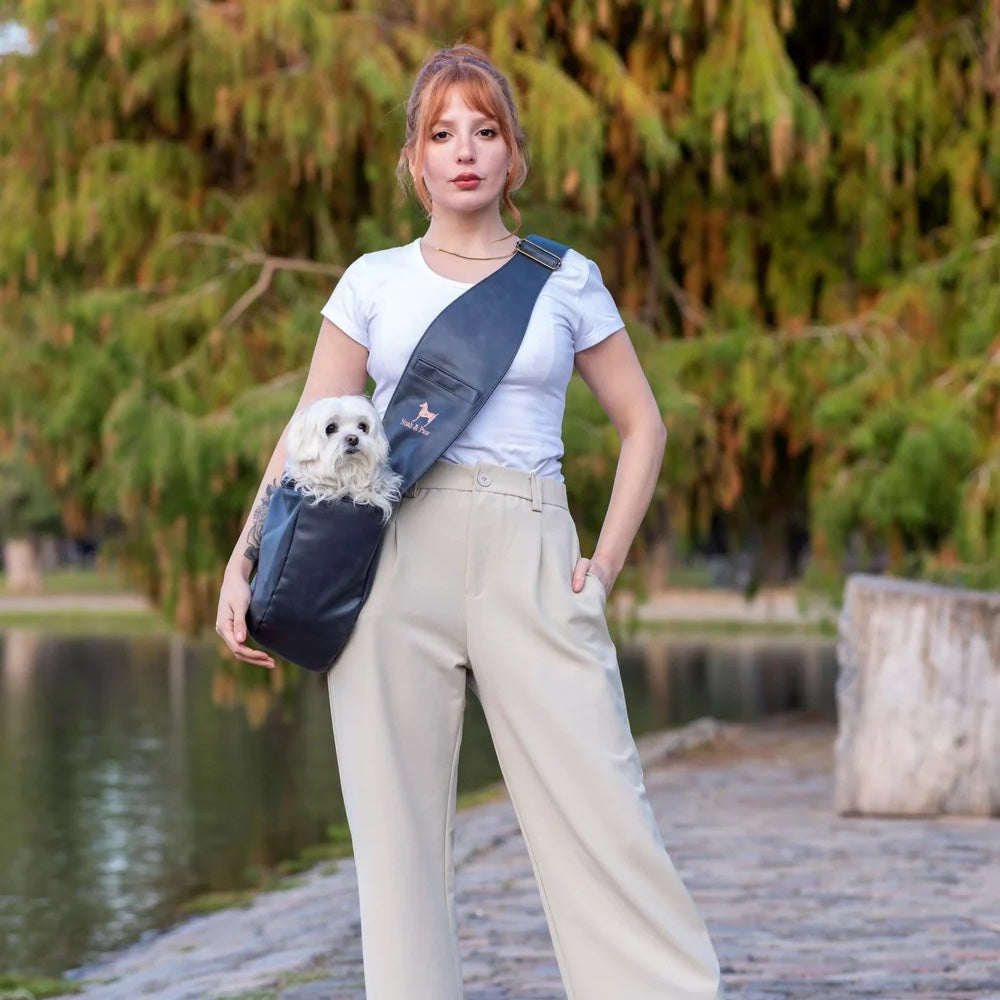 Vegan Leather Pet Sling Carrier